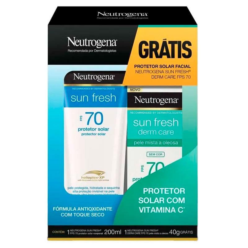 Kit Neutrogena Sun Fresh: Solar corpo 200ml Protetor Solar Facial 40g — Skincare