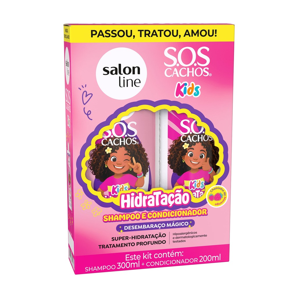 Kit Shampoo 300ml Condicionador 200ml Sos Cachos Kids Hidratação — Cabelos