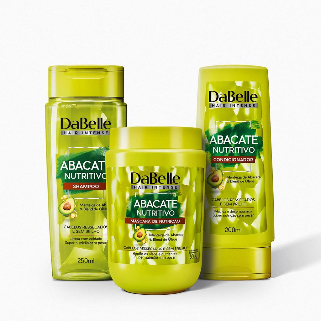 Kit Shampoo e Condicionador Máscara 800g Abacate Nutritivo Dabelle — Cabelos