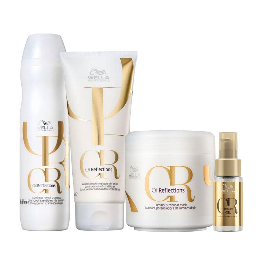 Kit Wella Oil Reflections Shampoo e Condicionador e Máscara e Óleo — Cabelos