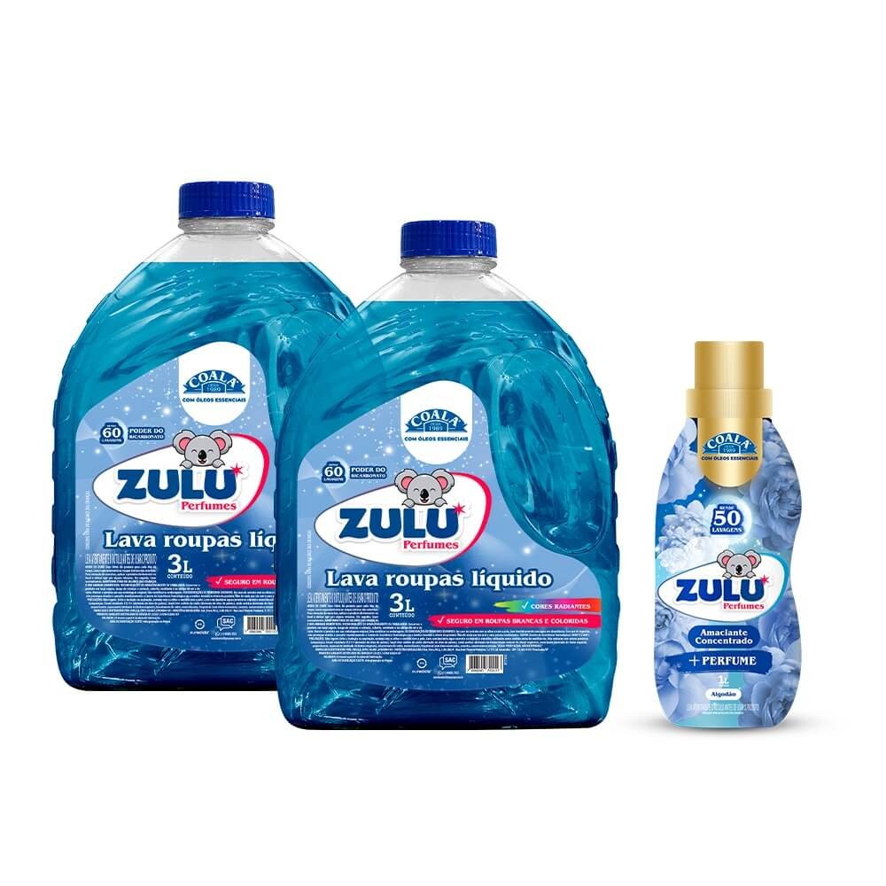 Kit Zulu perfumes Coala 2 Lava Roupas Liquido 3L 1 Amaciante — Perfumes