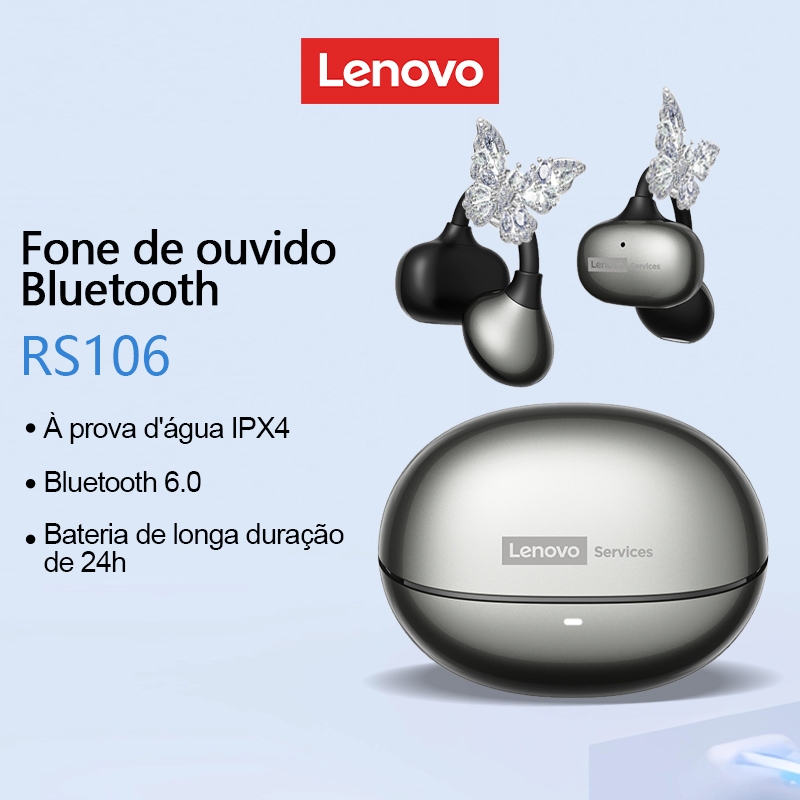 Lenovo RS106 Fone De Ouvido Bluetooth ENC Ruído Inteligente Alta — Áudio e Fones