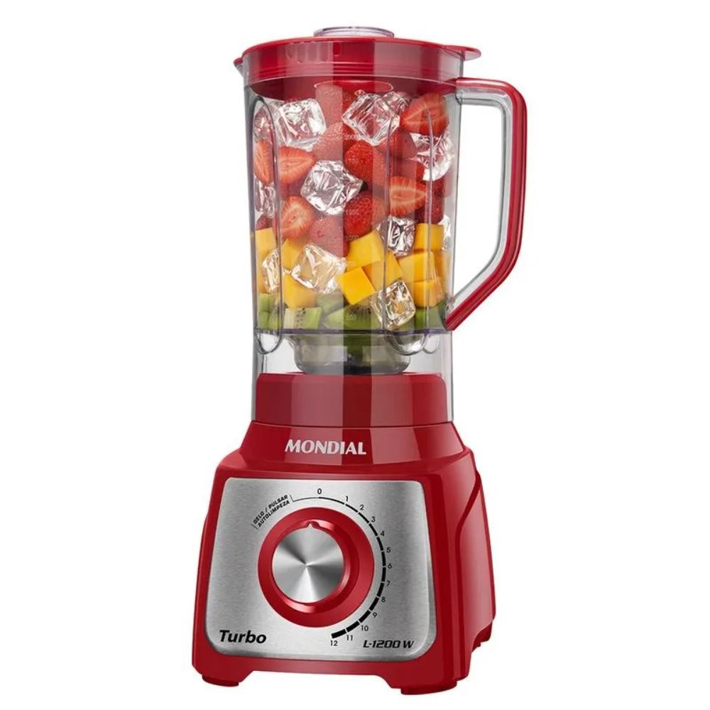 Liquidificador Mondial Turbo Vermelho Inox 1200W 127V RI — Eletroportáteis