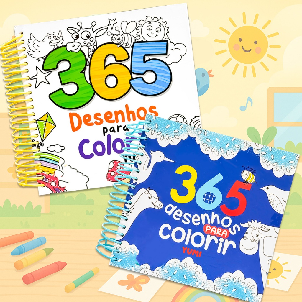 Livro Interativo Infantil 365 Desenhos Para Colorir Caderno Com — Material Escolar