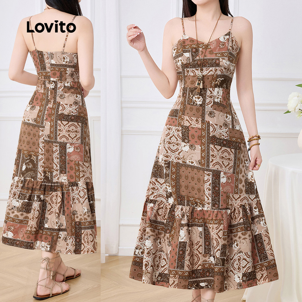 Lovito Férias Vestido Feminino de Estilo Nacional para primavera — Moda Feminina