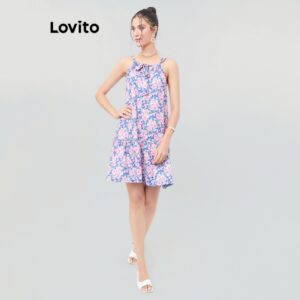 Lovito Vestido Feminino Estampado sem Mangas DRB217BRL246 — Moda Feminina