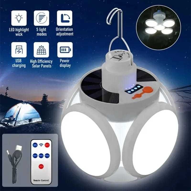 Luminária De Emergência Recarregável Camping Lâmpada Portátil Com — Decoração