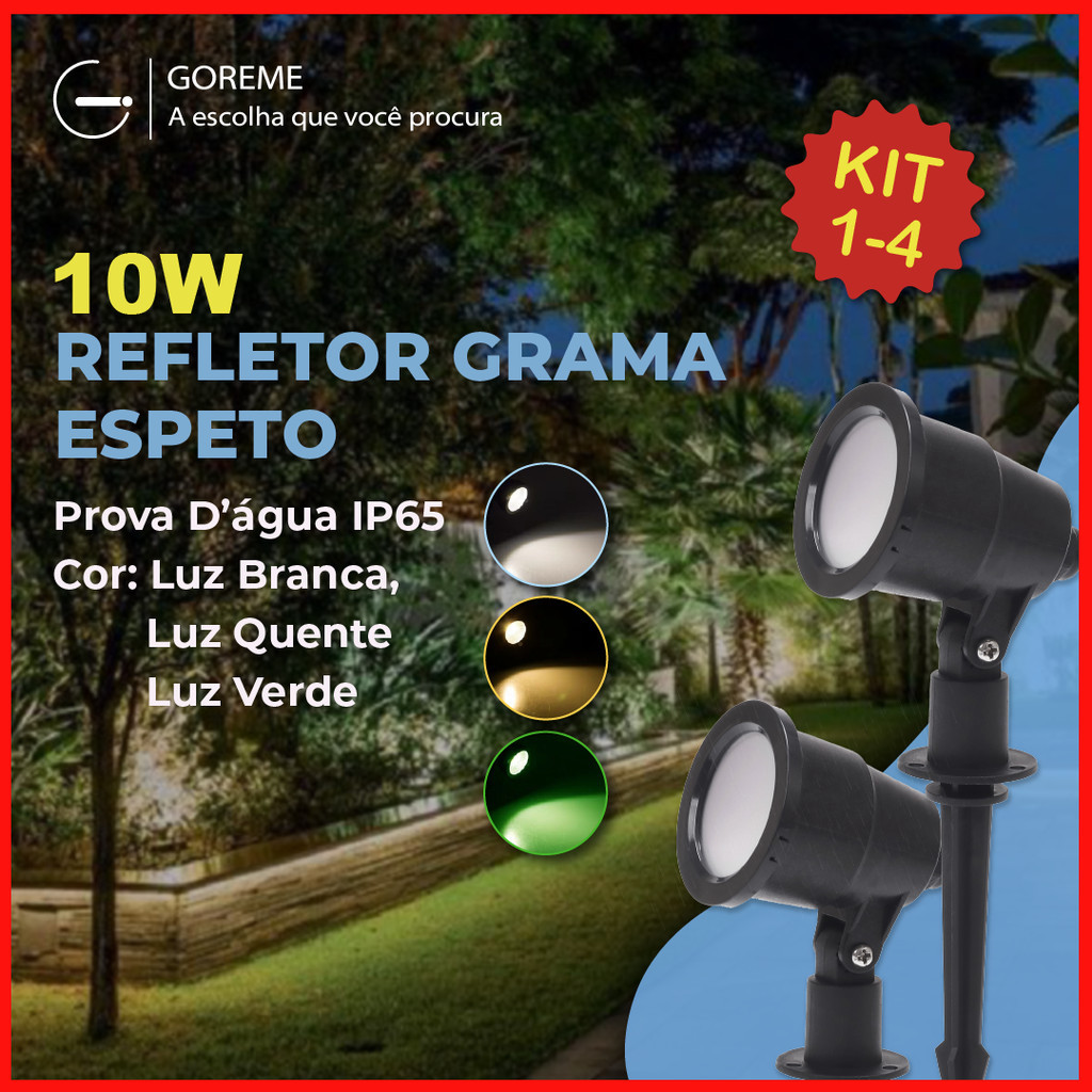 Luminária Espeto Jardim 10W LED Luz de Gramado À Prova D'àgua