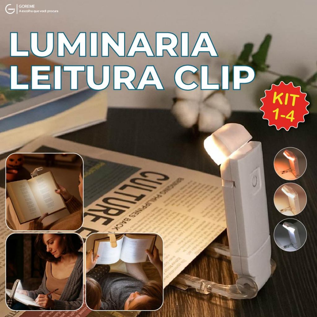 Luminária Luz Led Leitor Prendedor Clips para Leitura Flexível USB