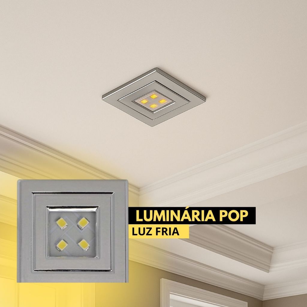 Luminária Pop Quadrada De Embutir Lumitek Luz Fria Para Móveis — Decoração