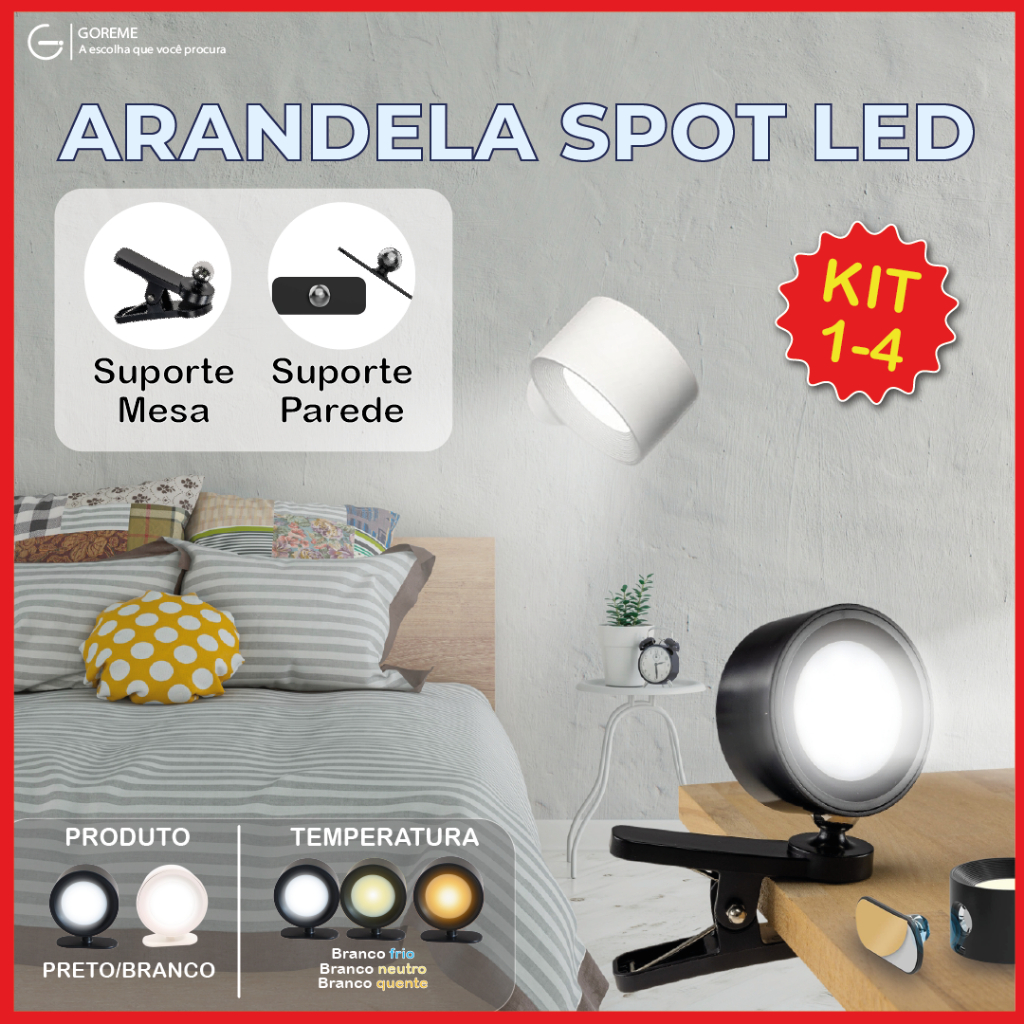Luminária Spot Led 8W Arandela Cabeceira Luz de Parede 3 Tons de Luz — Decoração