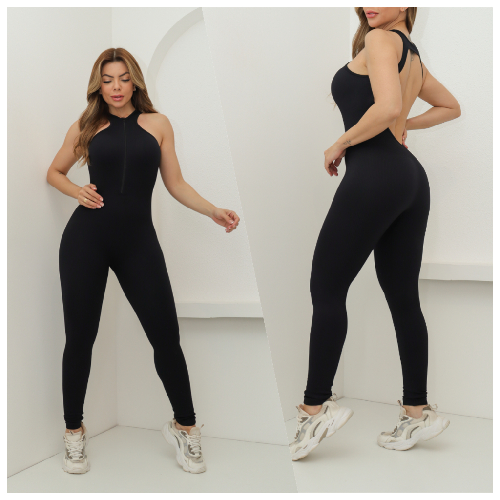 Macacão Fitness Feminino Yoga Esportivo Canelada Poliamida Academia — Esporte e Lazer