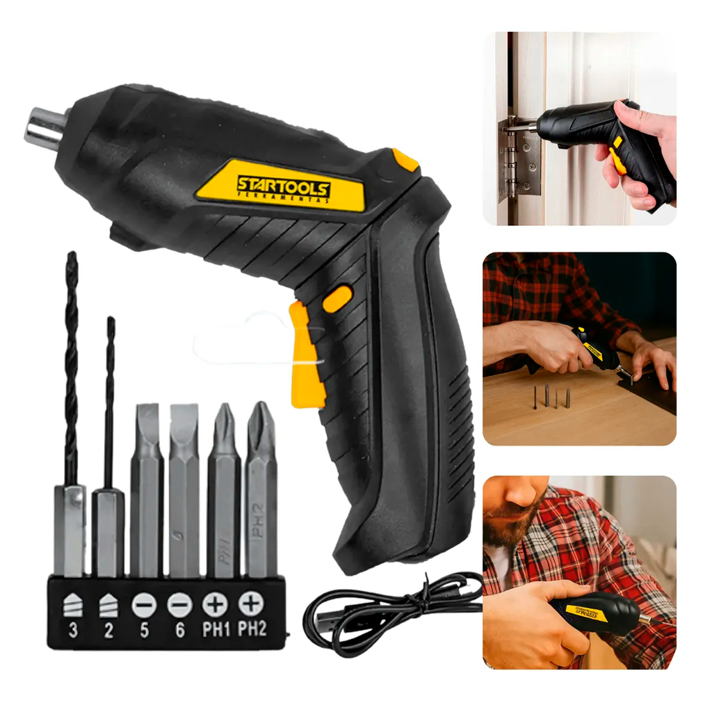 Mini Parafusadeira 4.8V A Bateria Com Bits Fenda Philips Broca — Celulares e Acessórios