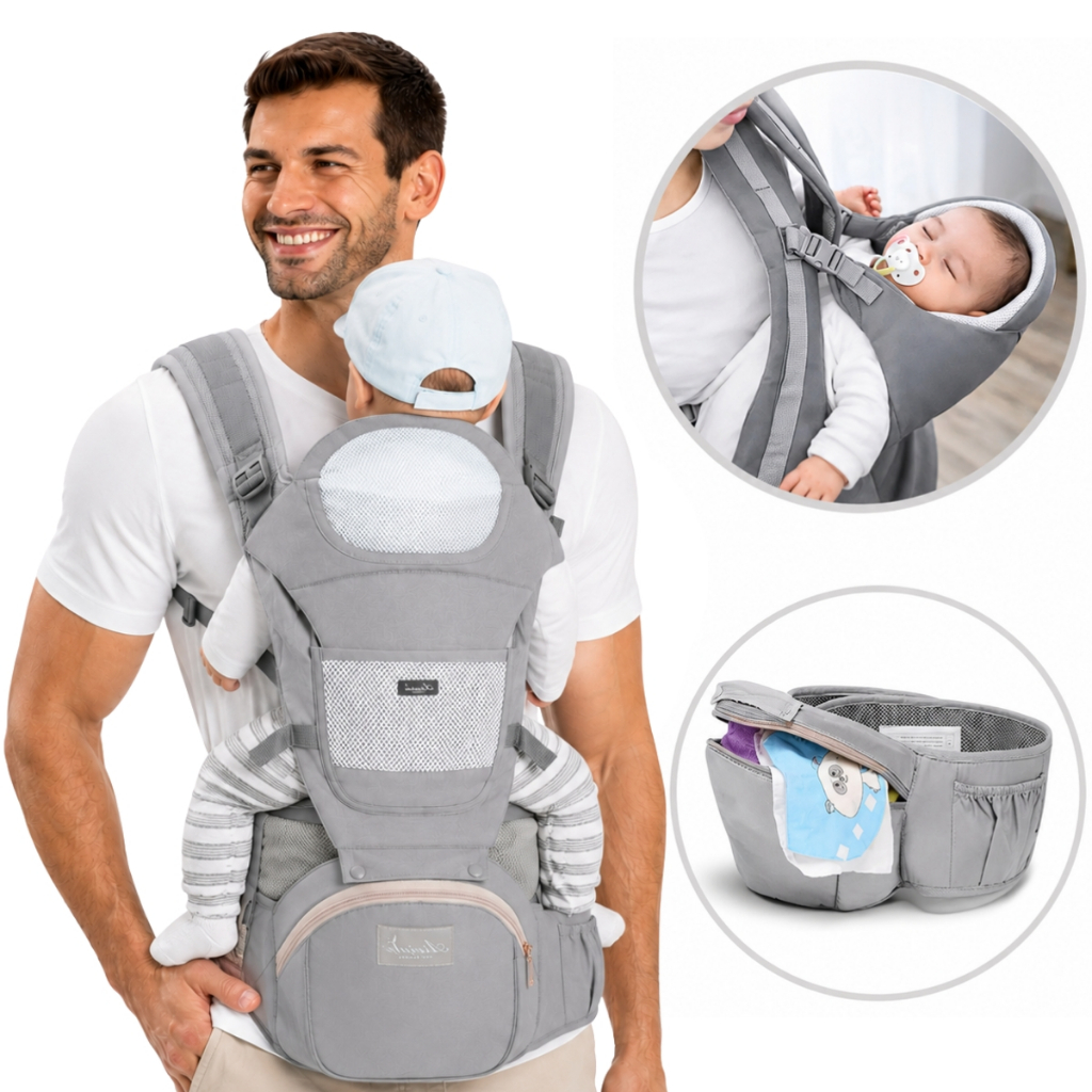 Mochila Canguru 3 em 1 Banco Passeio Para Bebê Premium Bolsa — Bolsas e Mochilas