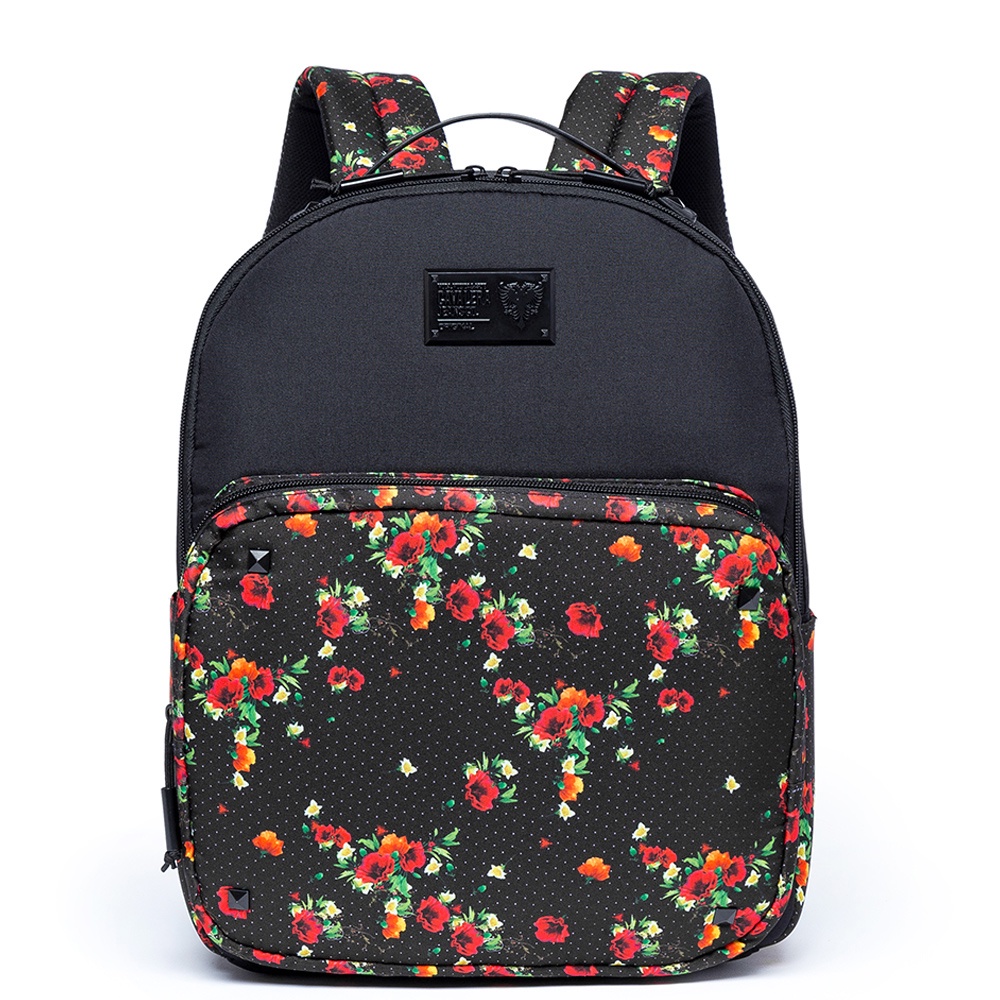 Mochila Cavalera Flower Moda Feminina Fashion Moderna Preta — Bolsas e Mochilas