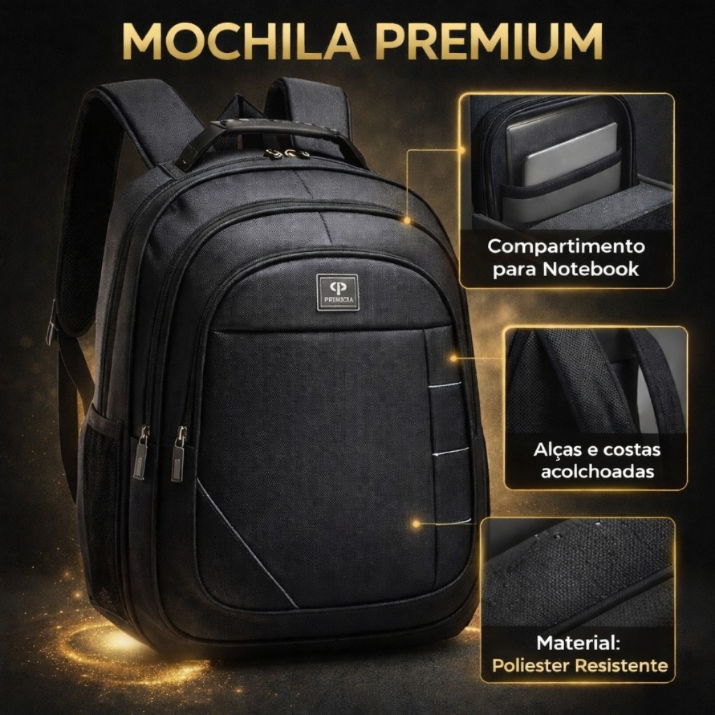 Mochila Executiva Primicia Notebook Espaçosa Reforçada Trabalho — Bolsas e Mochilas