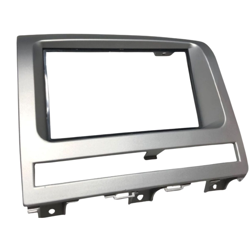 Moldura Central Painel Multimidia Dvd 2 Din Mp5 Prata Abs Embutir — Som Automotivo