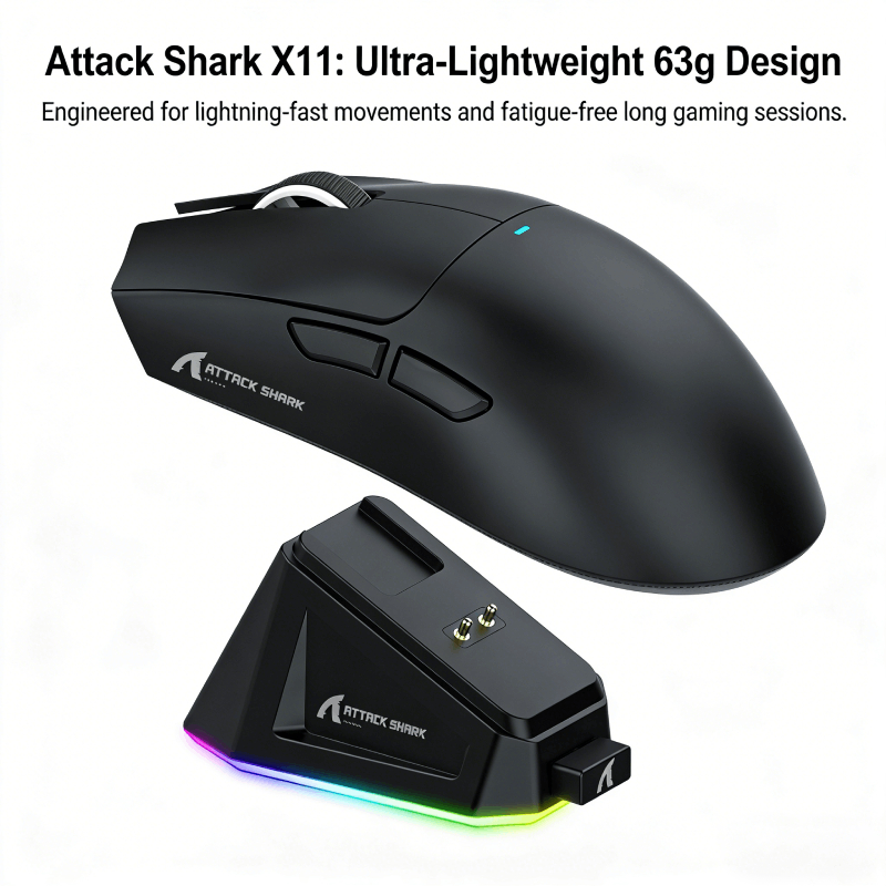 Mouse Attack Shark Bluetooth para notebook sem fio com dock de