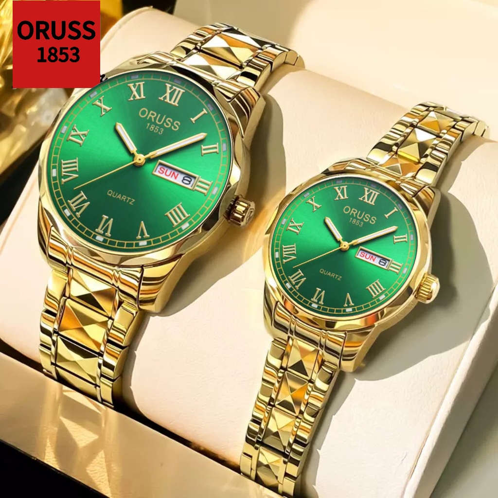 Oruss Casal Original Luxo Aço Inoxidável Ouro À Prova D 'Água