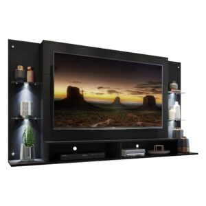 Painel com Suporte TV 60" e 4 Leds Prateleiras de Vidro Vegas