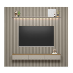 Painel Modular Ripado 3m com Nicho Curvo e Prateleira Led Linea Brasil