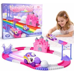 Pista De Carrinho Unicórnio Castelo Brinquedo Menina Rosa