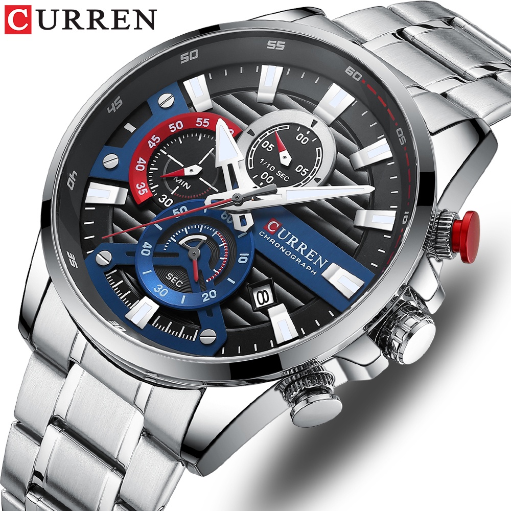 Relógio Masculino Original Curren De Quartzo De Aço Inoxidável À — Relógios e Óculos