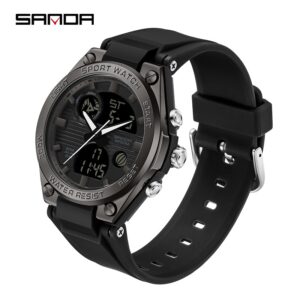 Sanda Relógio feminino à prova d ‘água militar quartzo LED