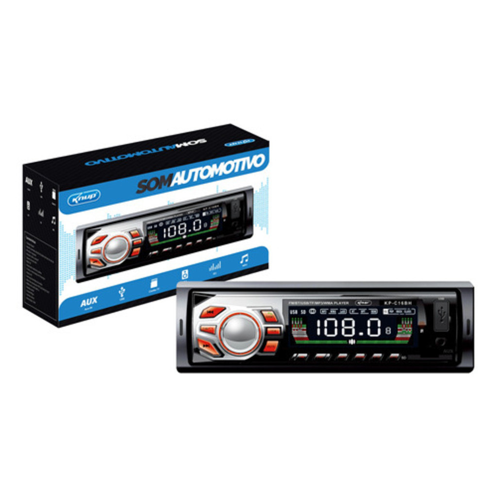 Som Automotivo Knup com USB, Bluetooth e Leitor de Cartão SD — Som Automotivo