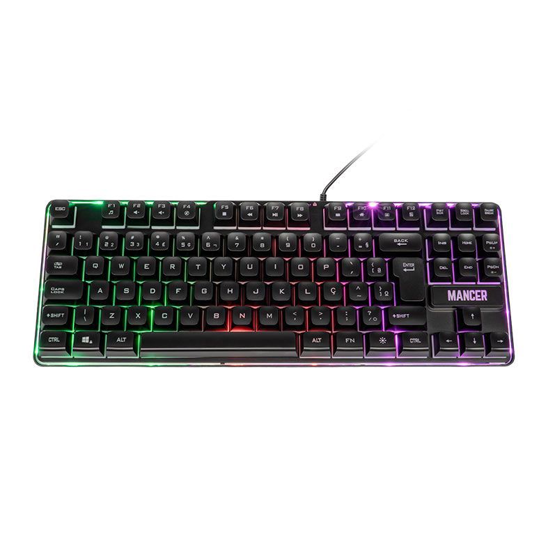 Teclado Gamer Mancer Veyra, Rainbow, ABNT2, Preto — Games