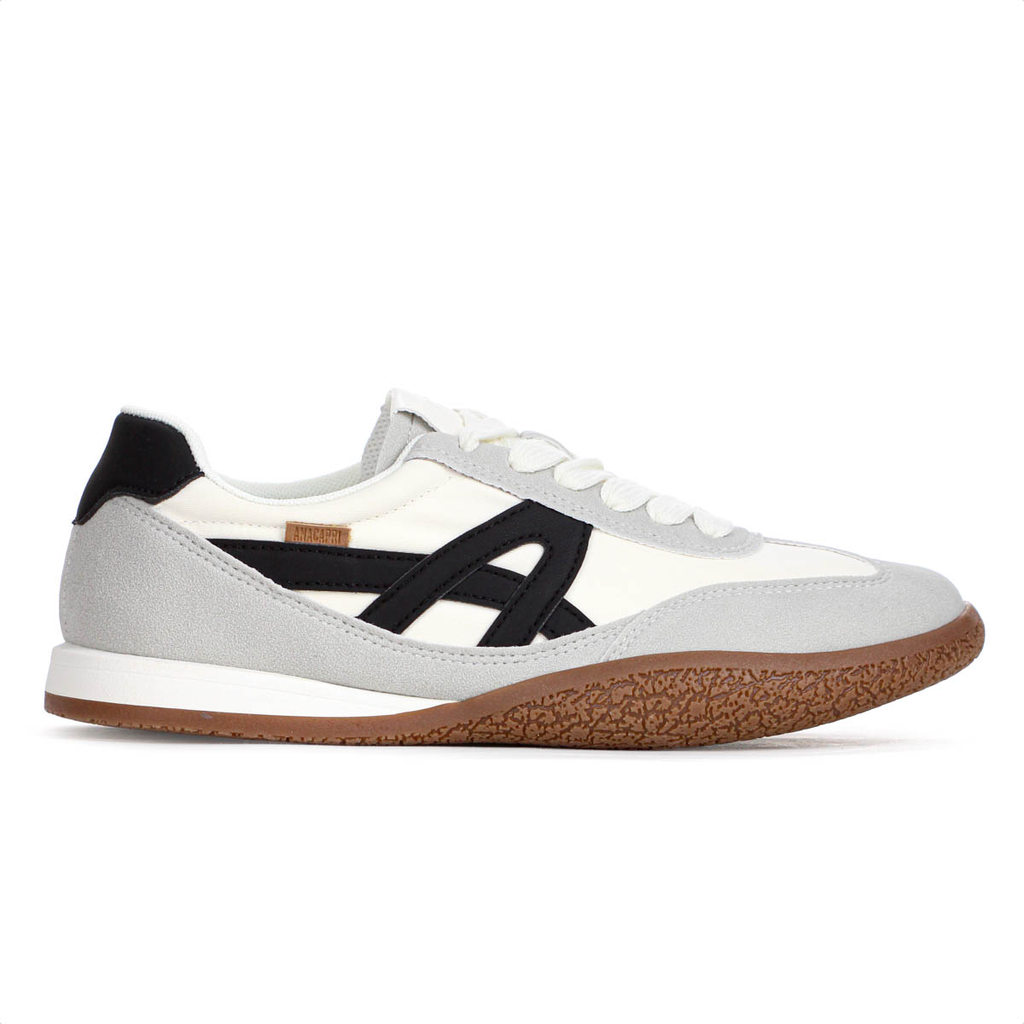Tênis Anacapri Casual Retro Off White e Cinza Feminino — Calçados