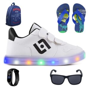 Tenis Infantil De Led Casual Escolar Sapatenis Meninos Calce Facil — Bolsas e Mochilas