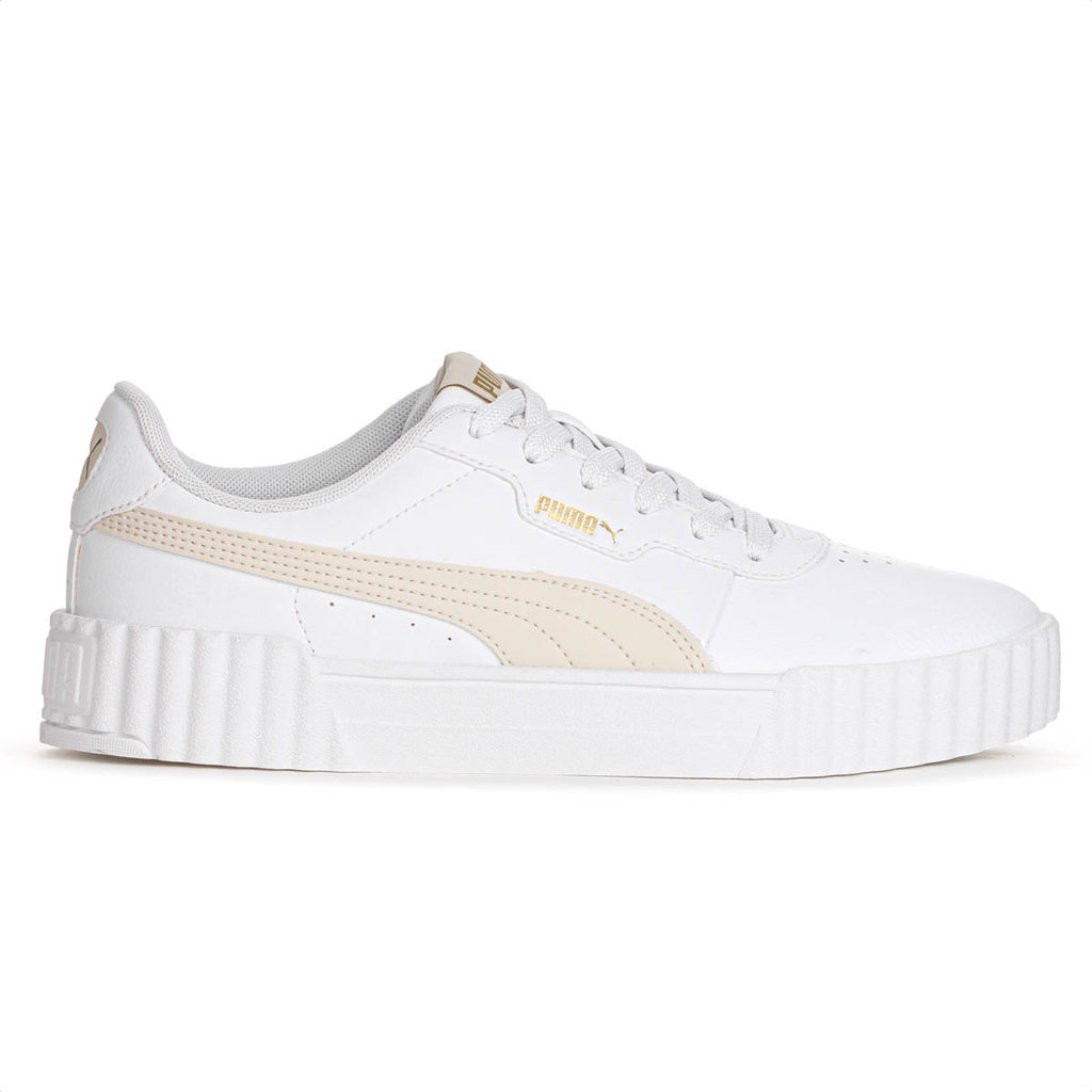 Tênis Puma Carina 3.0 Bdp Branco Creme e Dourado Feminino
