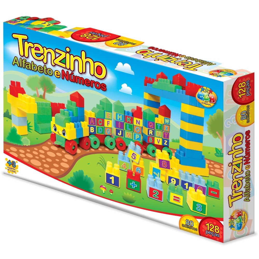 Trenzinho Alfabeto E Números 128 Peças Ggb Blocos DE Montar Brinquedo — Brinquedos
