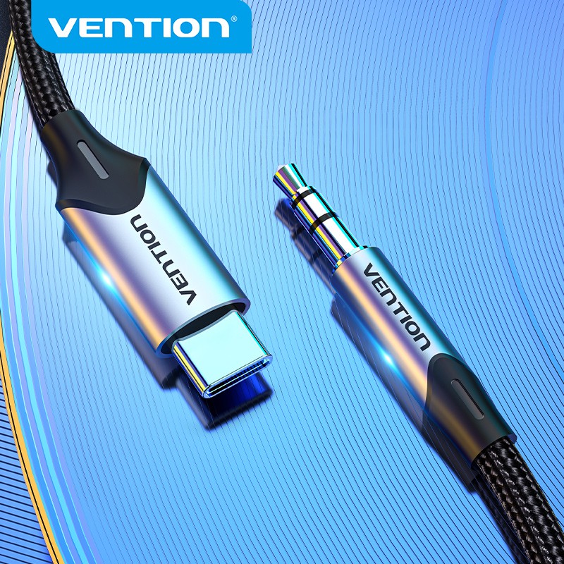 Vention Cabo Auxiliar Tipo C Para 3.5mm Macho Para Macho Trançado — Áudio e Fones