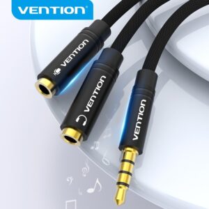 Vention Divisor De Áudio Aux Cable Jack Macho Para Fêmea Mic Y — Áudio e Fones
