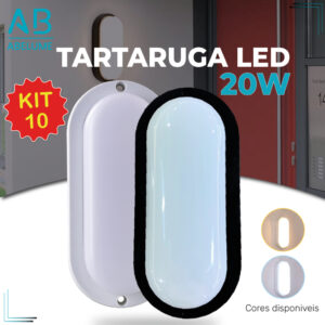 10 Luminária Arandela Tartaruga LED 20W Bivolt Preto ou Branco Luz — Decoração