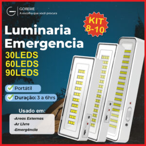 10 Luminária Emergência Lâmpada Portátil 30 60 90 Leds Recarregável — Decoração