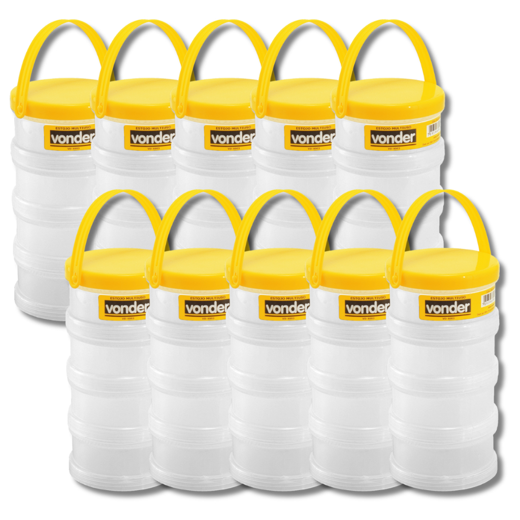 10 Potes Organizador Multiuso Vonder Estojo Parafuso Bucha Branco — Organização