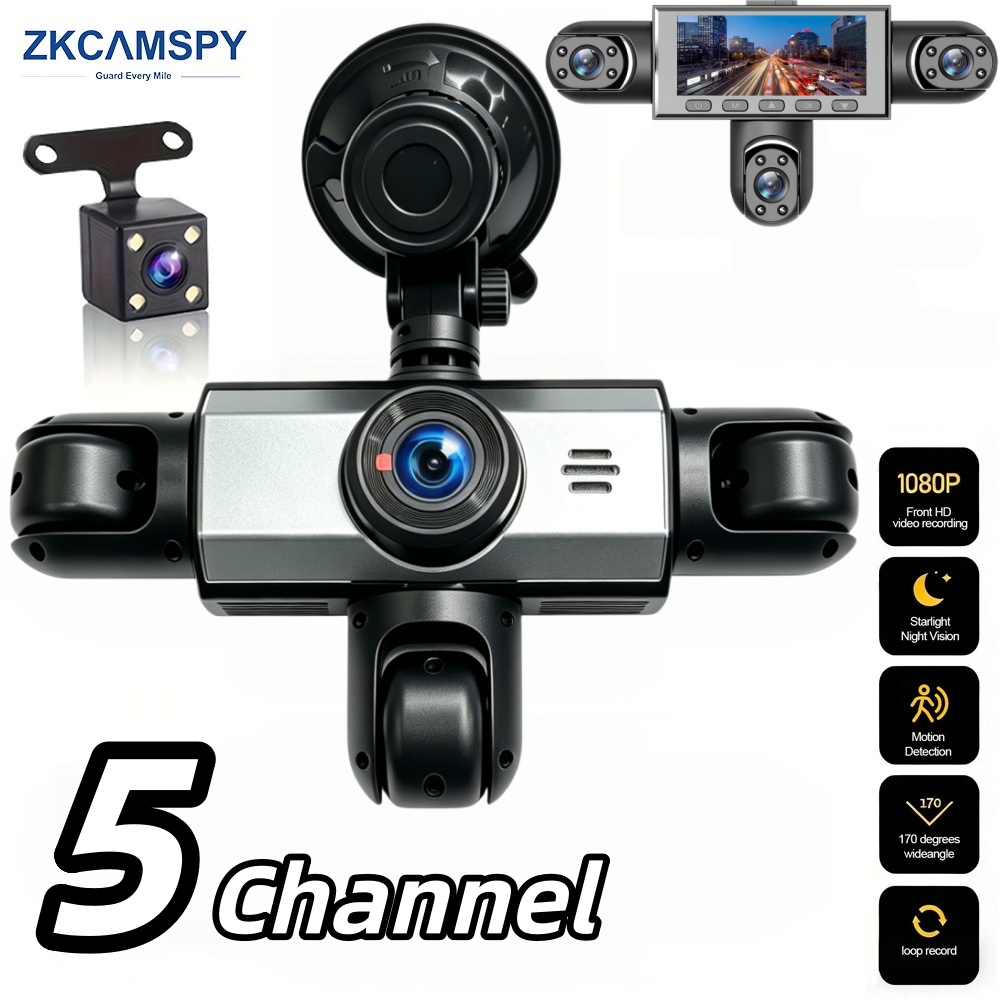 1080p Dashcam 5 Canais 360 Dvr Com Câmera De Visão Traseira Monitor — Informática