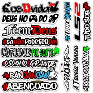 14 Adesivos Grande Frases 20cm Carro Moto Bike Bag Caderno Notebook