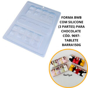 1~4 Forma Bwb Com Silicone Para Chocolate Cód. BARRA150G. Barra