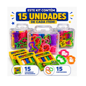 15 Maleta Acrilica+ 15 Cortador Molde+ 15 Caixinha Massinha de