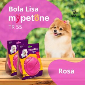 2 Bola Lisa Maciça MyPetOne Rosa 55mm Brinquedo Resistente Para Cães