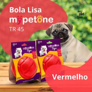 2 Bola Lisa Maciça MyPetOne Vermelha 45mm Brinquedo Resistente Para