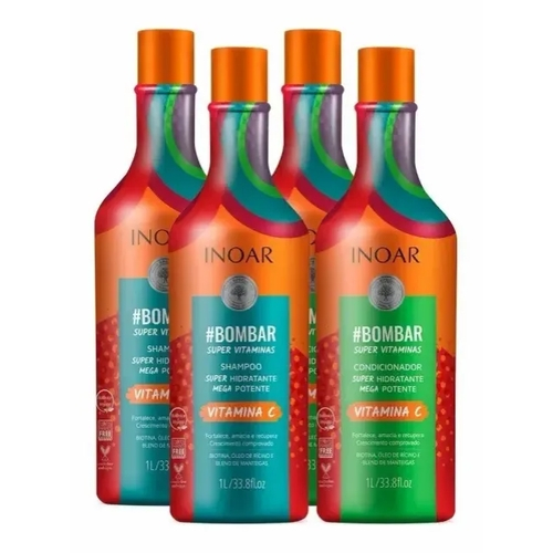 2 Kits Inoar Bombar Vitamina C Shampoo Condicionador 1L — Cabelos