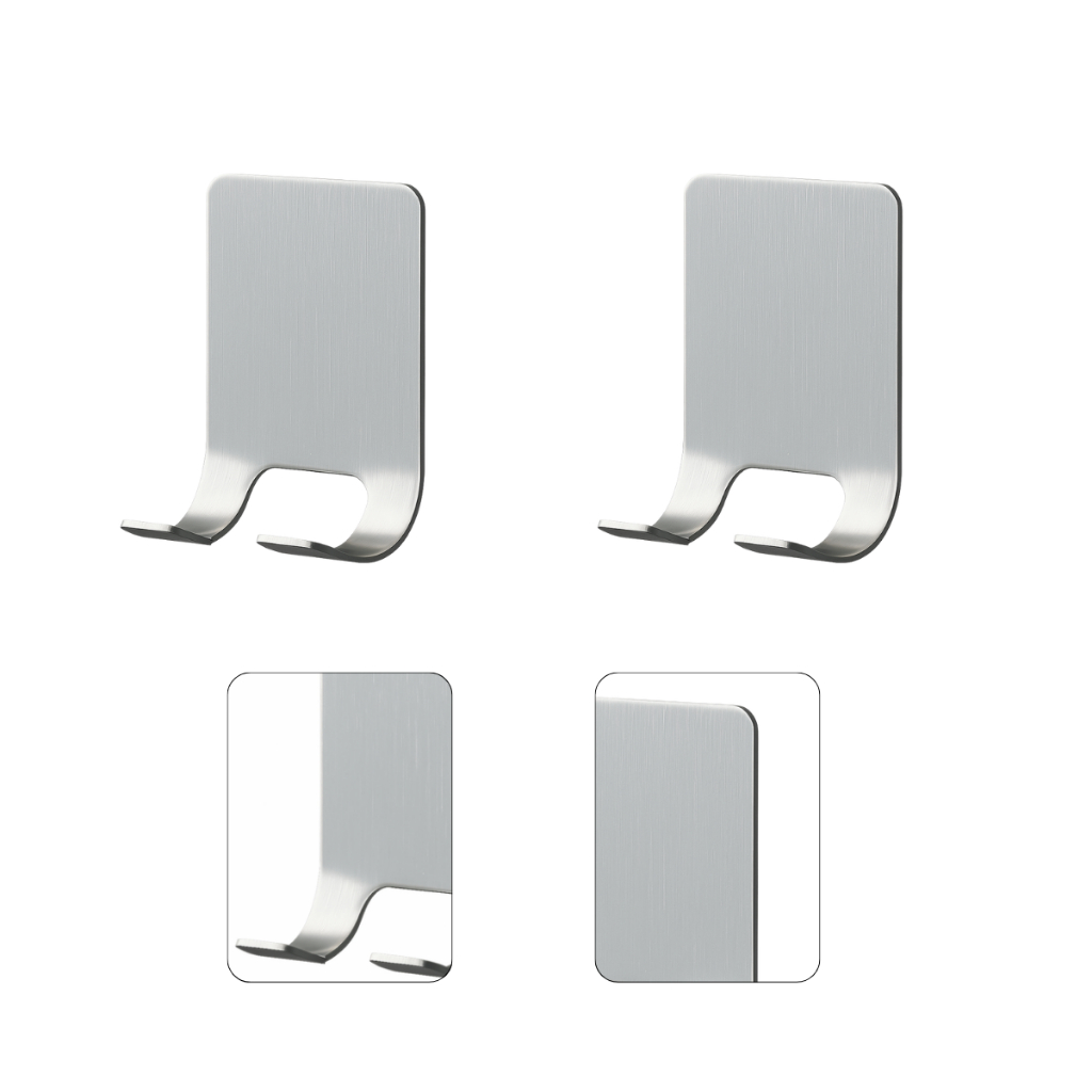 2 Porta Gillete Cromado Autocolante Gancho Duplo Suporte Organizador