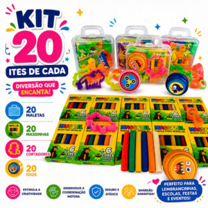 20 Maleta Acrilica 20 Cortador 20 Cxs De Massinha De Modelar +20 Ioio