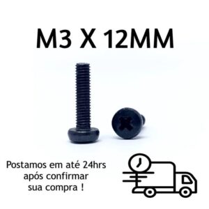 20 Peças Parafuso Panela Phillips M3 X 12mm Oxidado Preto