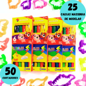 25 Cx Massinha de Modelar+ 50 Cortador Molde Forminha Lembrancinha — Brinquedos